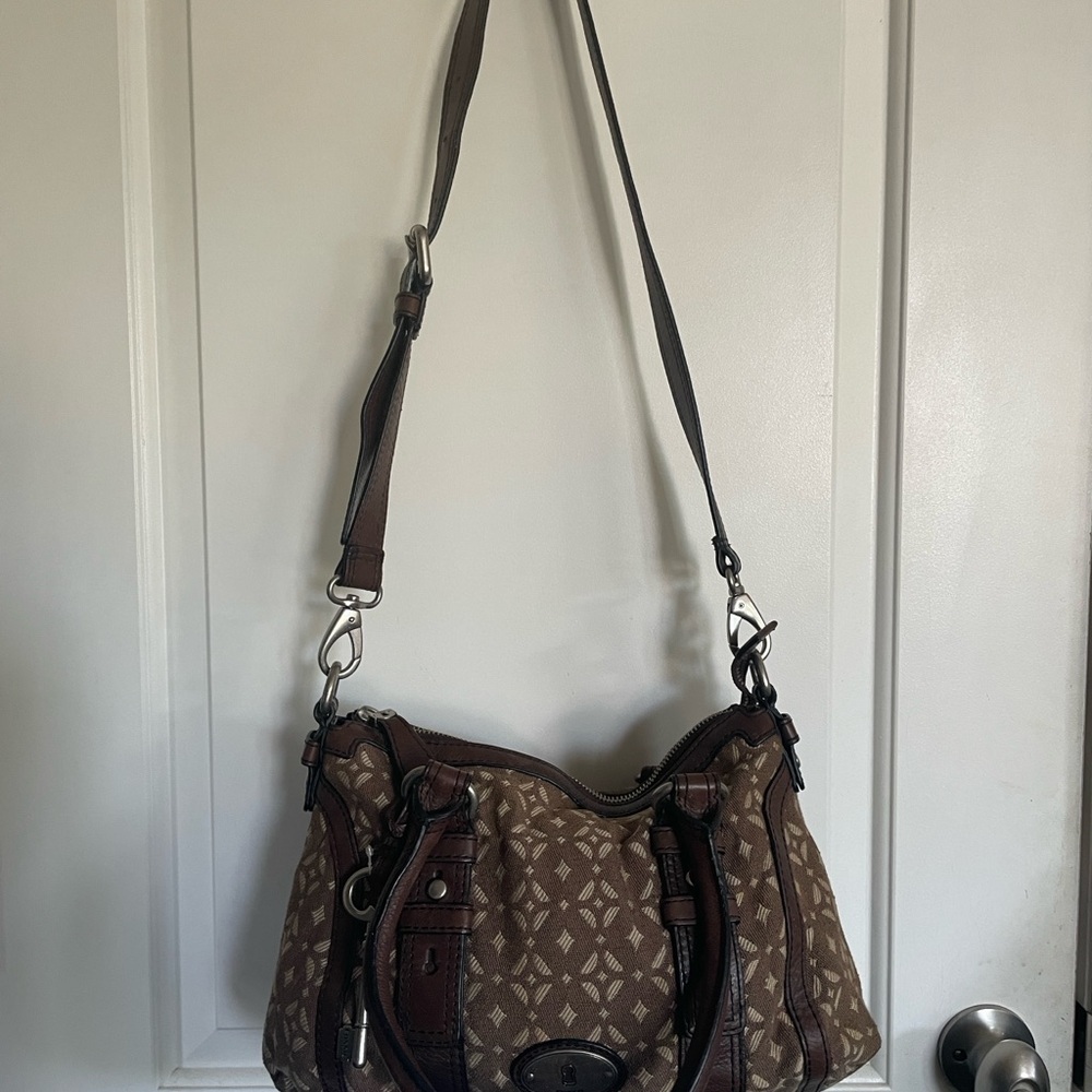 Vintage Fossil Maddox Canvas Leather Doctor's Bag - Picture 4 of 4